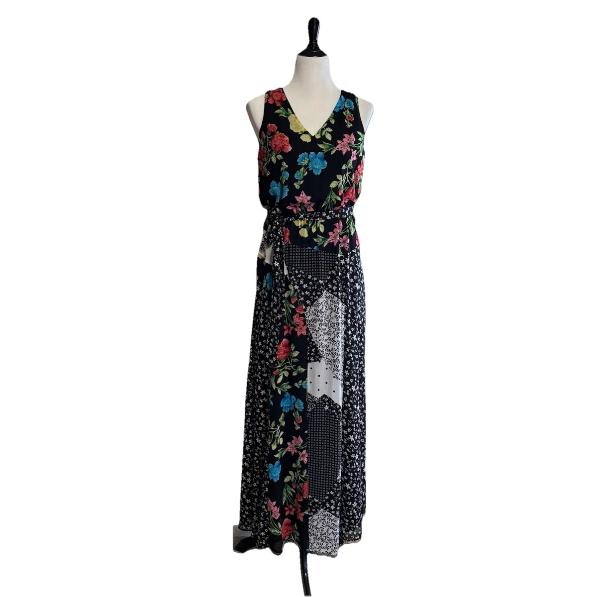 sachin and babi light blue dress Floral Maxi Dress / Calvin Klein / White / Orange / Print / Resort / Modern  Vintage / Size US 6 / UK 10