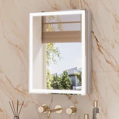 20 x 26 Lighted Medicine Cabinet with Mirror with Adjustable Shelves, Silver ...