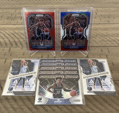 2020-21 Panini Prizm Ruby Wave RWB Prizm & Base Inserts Ja Morant (Lot of 9)