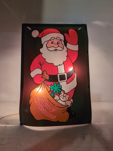 Vintage farbige hängende Weihnachtsmann/Weihnachtslicht Deko - funktioniert!! 24" x 16" - Bild 1 von 6