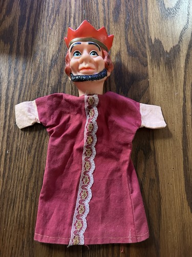 Vintage King Hand Puppet Rubber Head Red Robe King Friday - Picture 1 of 8