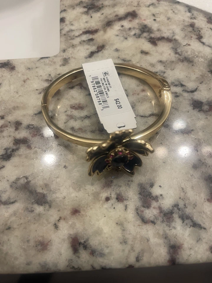 Brazalete Brazalete Guess Piedra Vidrio Tono Dorado Floral Bisagras Dorado Foto 4 de 4