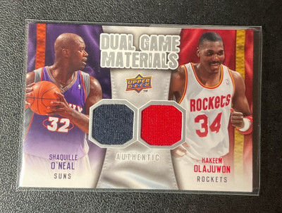2009 UPPER DECK DGM JERSEY Card- SHAQUILLE O NEAL/HAKEEM OLAJUWON  GAME WORN 
