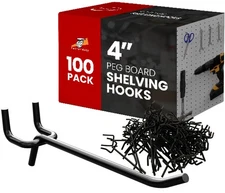 4" Length Steel Black PEG Board Pegboard Shelving Hooks Wholesale Lot 20 lbs ...