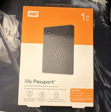 WD My Passport 1TB Portable External HDD USB 3.0 Black, Encryption, Password
