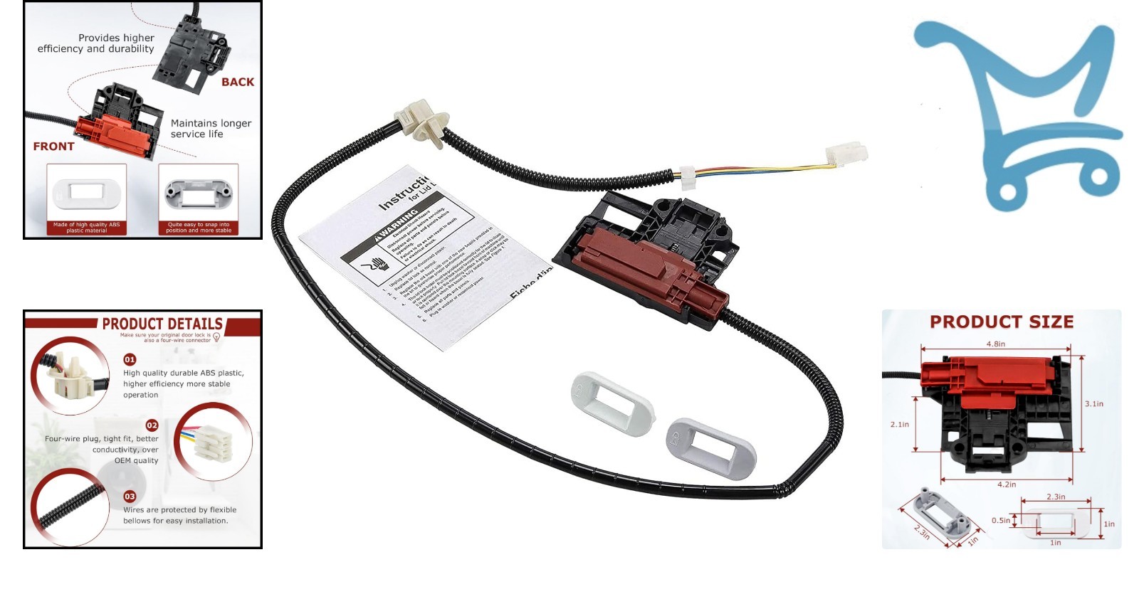 Washer Lid Lock Switch Assembly Compatible with Whirlpool Kenmore Top Load