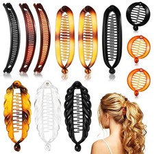 12 Pcs Banana Clips Hair Clips for Women Classic Clincher Double Combs Large Fis