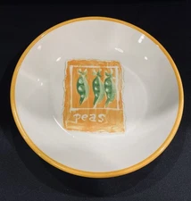 Over and Back Made in Italy 9 1/2” Hand Painted Peas Vegetable Serving Bowl