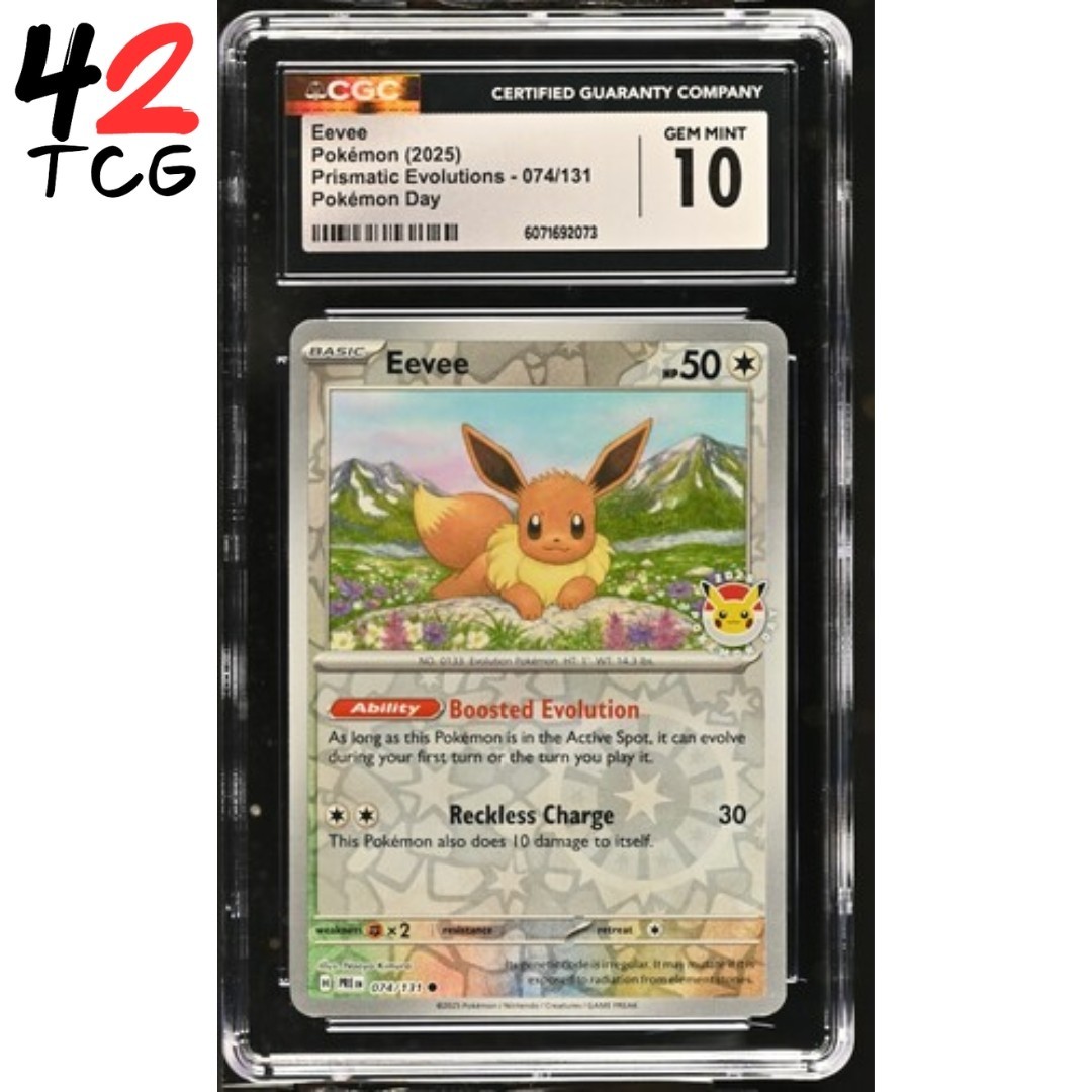 CGC Gem Mint 10 Eevee Pokémon Day 2025 Stamp 074/131 Prismatic