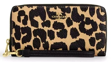 💛Coach Long Zip Around Wallet - CBT24 Gold Black Leopard Print Leather - NWT