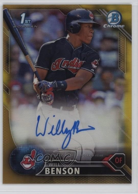 2016 Bowman Draft Chrome Pick Gold Refractor 38/50 Will Benson #CDA-WB Auto 1s4s