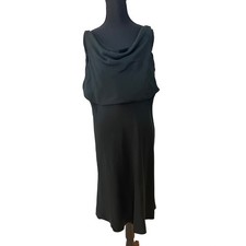 NWTS J Crew Black Silk Cowl Neck Sleeveless Midi Dress Size 16 LBD Cocktail