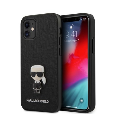 iPhone 12 mini Schutzhülle Karl Lagerfeld  schwarz case Saffiano Ikonik