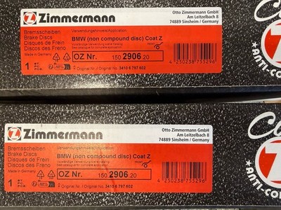 34106797602 150.2906.20 ZIMMERMANN FRONT BRAKE DISCS (PAIR)