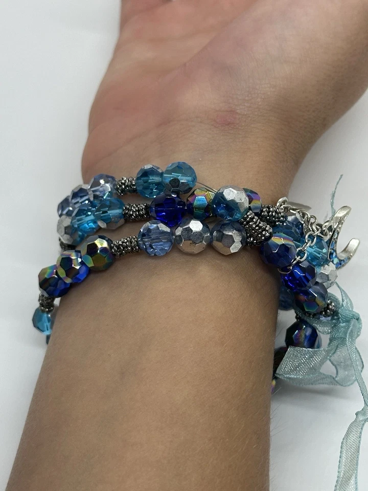Kirks Folly Azul Plata Envolvente Pulsera Luna Estrella Dije Cinta Usado Foto 3 de 4