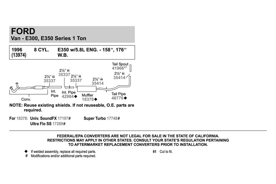 For Ford E-350 Econoline 88-96 Walker Aluminized Steel Exhaust Intermediate Pipe - Imagem 3 de 4