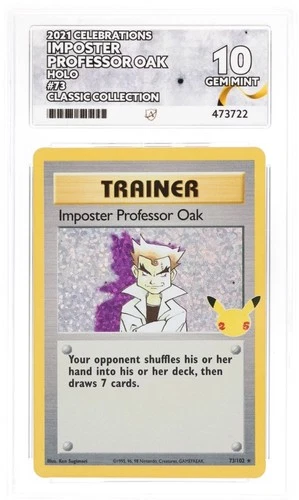 Pokemon TCG Imposter Professor Oak 73/102 Celebrations Ace 10 Perfect Sub Grades