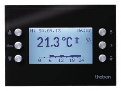 Theben VARIA 826 S BK KNX Multi-Function Display & Room Thermostat   Black Glass