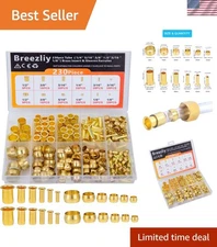 Brass Compression Sleeves Ferrules & Inserts Set - 230 Pieces, 6 Sizes Available