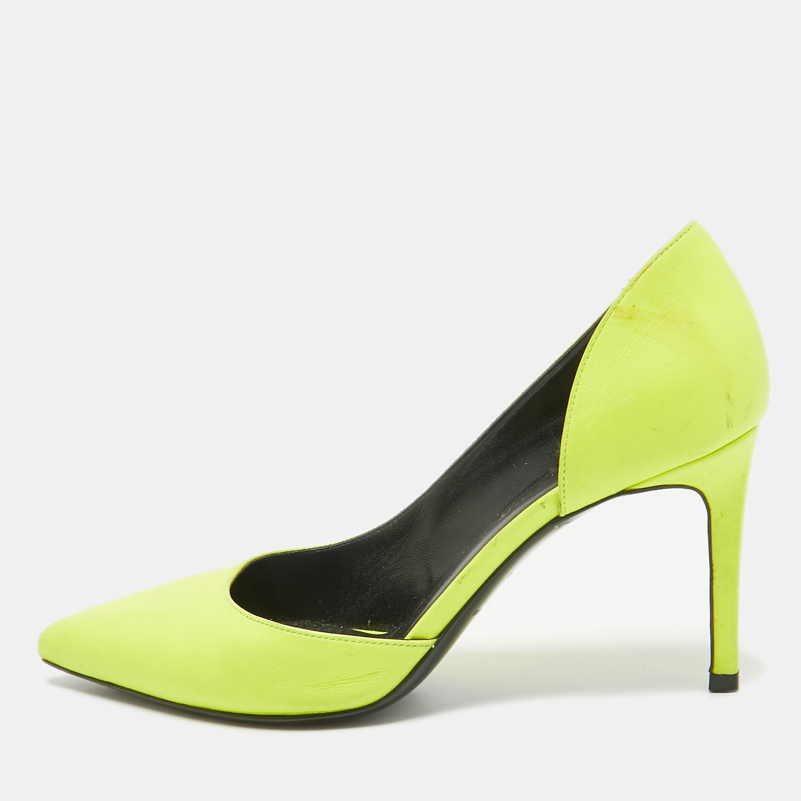 Decolte d'orsay Saint Laurent in pelle giallo fluo taglia 36