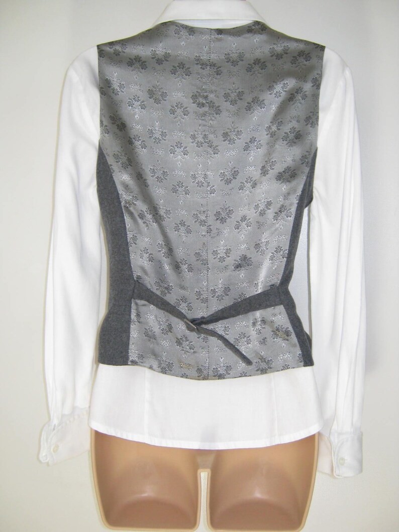 LAURA ASHLEY Vintage English Country Style Grey Wool Waistcoat, UK10/12 image 5