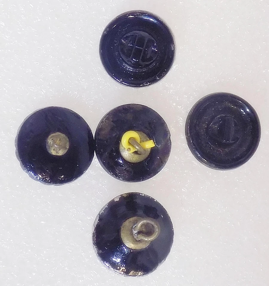 Lot of 5 Silver Luster Black Glass Buttons Lacy Diamond Flower Swirls SL3 - Image 2 of 3