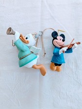 Set of 2 VTG Grolier Disney Angel Ornaments Donald Duck Mickey Mouse Christmas