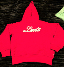 Levi's Red Logo Hooded Quilted Pullover Hoodie w/ Pockets Unisex Kids L 12-13Y