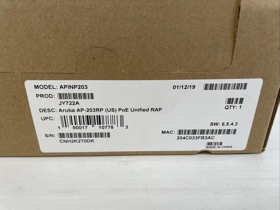 HPE Aruba JY722A AP-203RP-US PoE Unified RAP Wireless Access Point (APINP203) - Image 4 of 4