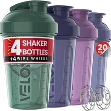 -4 PACK- 20 OZ Protein Shaker Bottles for Protein Mixes, Shaker Cups for Prot...