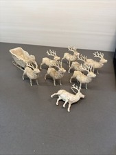 N1 Vintage hard plastic Santa Sleigh with Reindeer Ge3