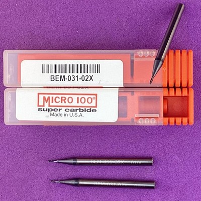 1pc MICRO 100  BEM-031-02X  Carbide 1/32'' Ball Nose EndMill; 2 flute Machinist