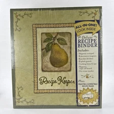 New Seasons Recipe Keeper Binder 12" Book Dividers Hard Cover Pears Print Pages 