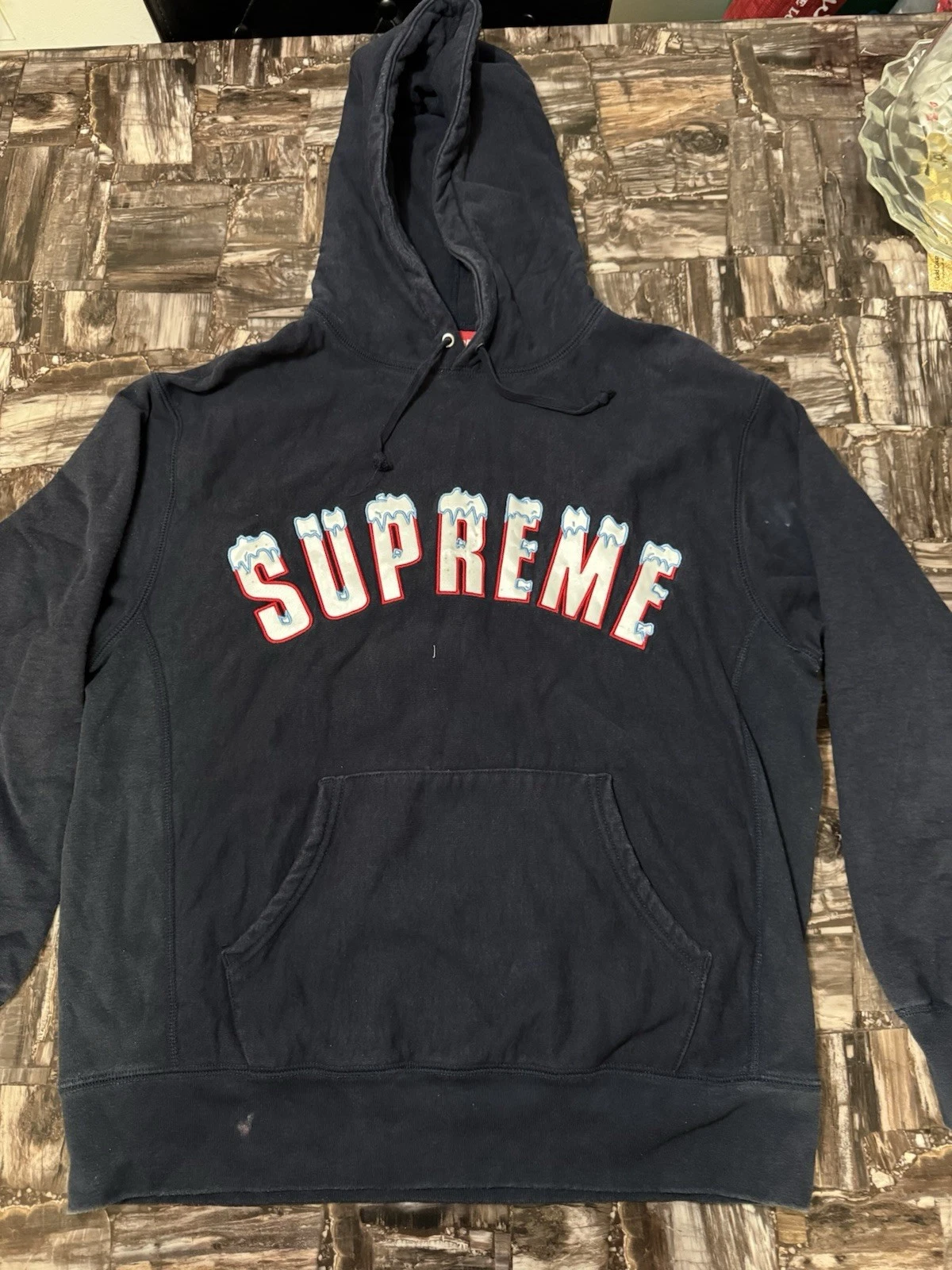 Sweat à capuche bleu marine suprême taille M