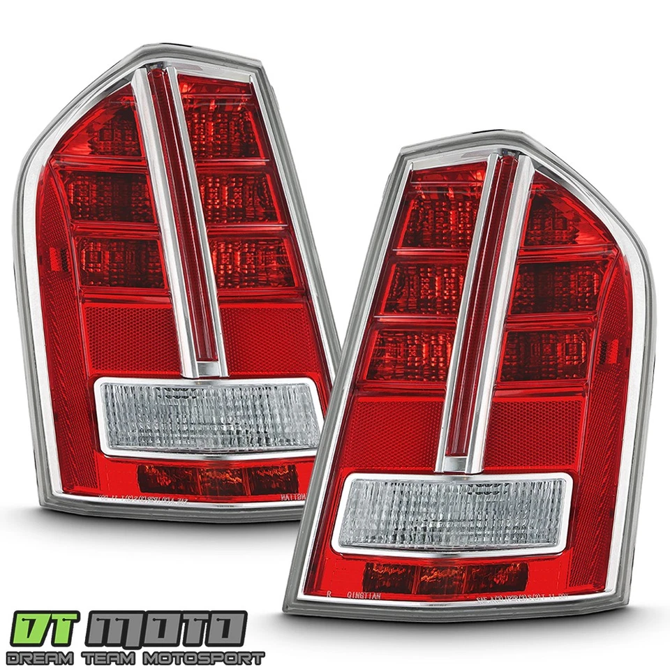 For 2011-2014 Chrysler 300 w/ Chrome Accent LED Tail Lights Brake Lamps Pair Set - Image 3 of 4