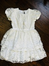 Janie and Jack Ivory Floral Lace Fit Flare Cap Sleeve Lined Dress 8
