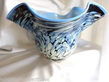 Fenton Art Glass Limited Edition Ed Frank Workman Blue Black Bowl MIB 81911Q