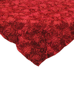 10 Red 54''x54'' Rosette Rose Satin Table Overlays 3D Tablecloths Event Wedding