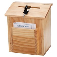 Wooden Suggestion Box with Lock and Keys for Countertop Wall Mounted Ballot