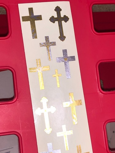 1 Mrs Grossmans sheet gold foil Cross Stickers Religious Bible Christian Jesus - Picture 2 of 5
