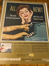 Vintage 1957 Underwood Typewriter Light Light Golden Touch ad thumbnail