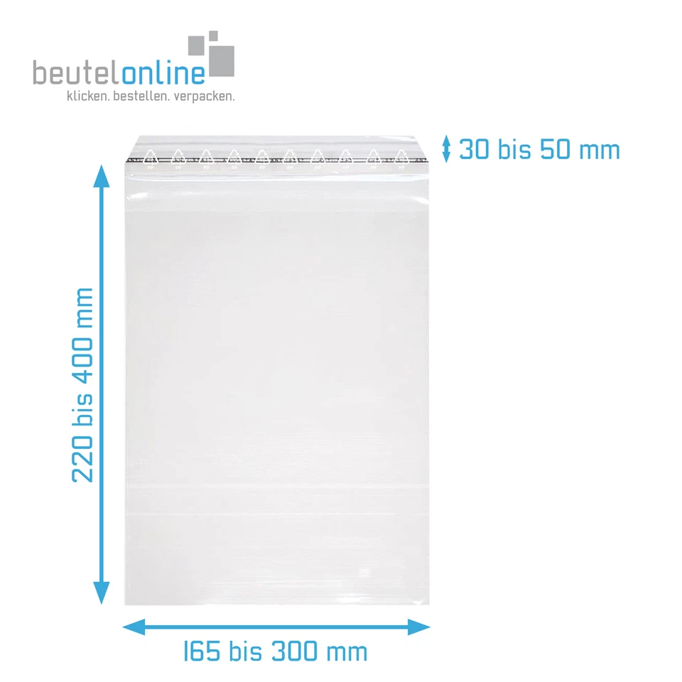 Adhäsionsverschlussbeutel klar 40my PP Folienbeutel Polybeutel selbstklebend - Bild 4 von 4