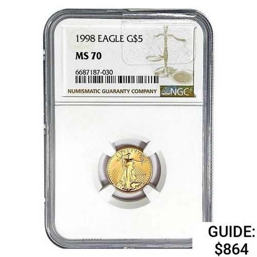 1998 $5 1/10oz. American Gold Eagle NGC MS70