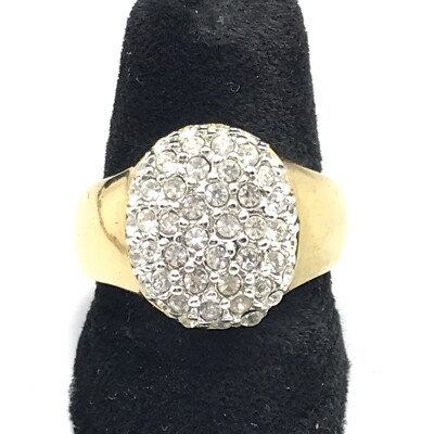 Vintage  Gold Plated  Unique Design Pave Setting  Bold Look  Ring   sz 7