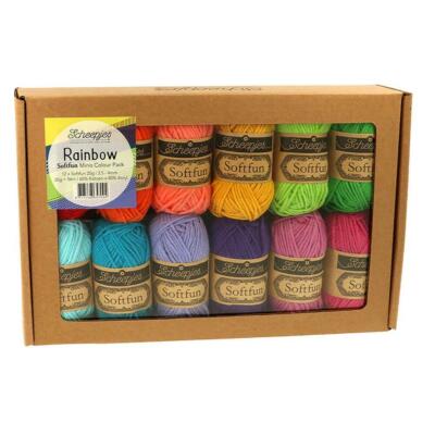 SCHEEPJES SOFTFUN MINIS COLOUR PACK 12er Set Soft Fun Mischgarn (Farbauswahl)