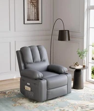 22/27" Electric Power Recliner Chair with Heat/Massage Cup Holders Side Pockets