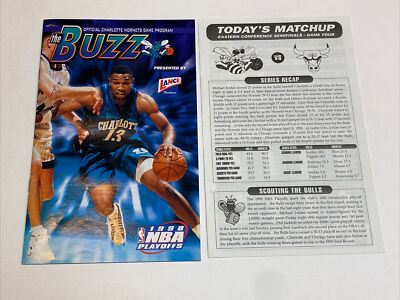 Charlotte Hornets Buzz Phills Program 1998 Playoffs Chicago Bulls Michael  Jordan