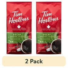 (2 pack) Tim Hortons Decaf Ground Coffee, 12oz Bag