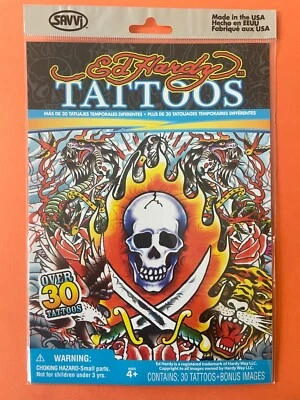 Temporary tattoo gift pack - 30 + Ed Hardy classic tattoo designs.