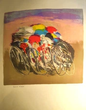 Pierre Bosco (Udine 1909-1993) LARGE LITHO CYCLING RACE BICYCLE ITALY 1970